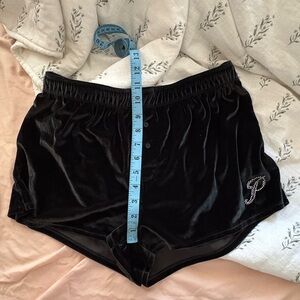 PINK Black Velvet women Shorts with Rhinestone Detail